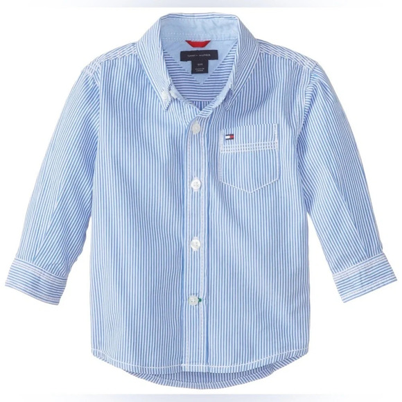 Tommy Hilfiger Other - Tommy Hilfiger Blue White Dress Shirt Buttons Down Toddler (24 Months)